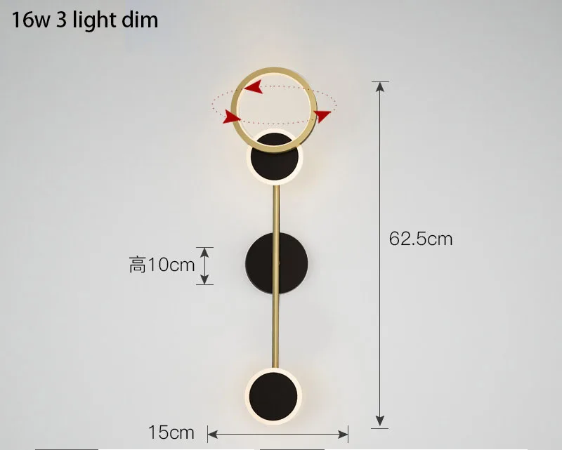 swing arm wall lamp Kobuc Rotatable Ring LED Wall Lamps Bedside Luxury Copper Black Sconces for Bedroom Living Room Loft Aisle Home Indoor Lighting led wall lights Wall Lamps