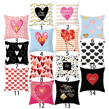 

2020 Happy Valentines Day Pillow Cases Cushion Cover Polyester Red Heart Love Print Throw Pillow Case Home Decoration Pillowcase