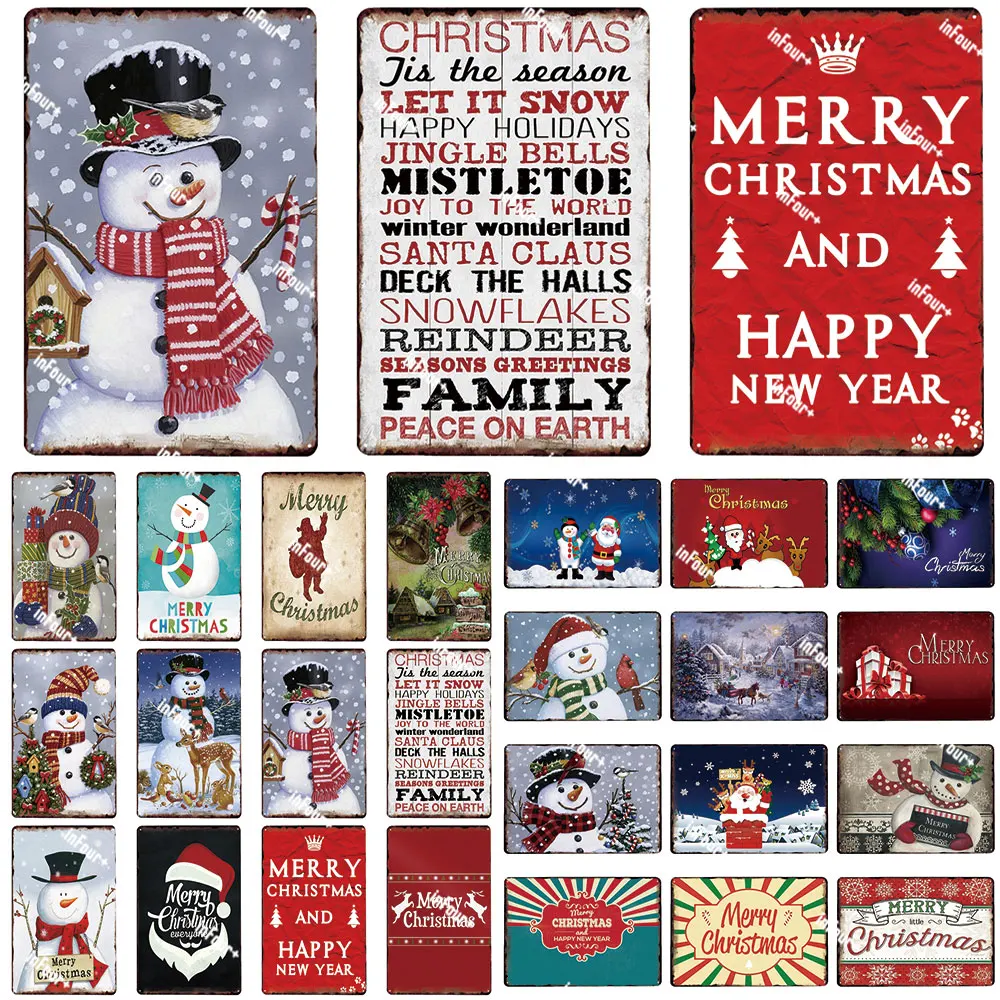 

Christmas Metal Plate Tin Sign Plaque Cafe Style Vintage Pub Bar Decor Metal Sign Metal Poster Home Decoration Vintage Poster