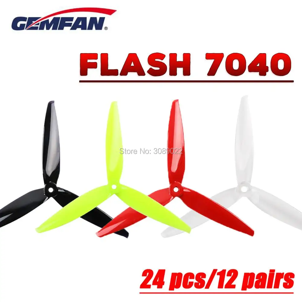 

24 шт./12 пар, пропеллеры Gemfan Flash 7040, 7 дюймов, 3 лопасти, PC CW CCW, для моделей радиоуправляемых моделей, каркас мультикоптера, запасные части, аксессуары
