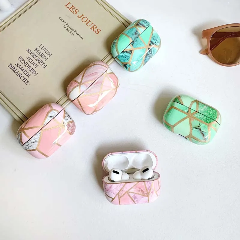 

Gilt Marble Patterned Headphones Case Box Suitable for Apple Airpods III Case,wireless Bluetooth Headset Case with PC Material