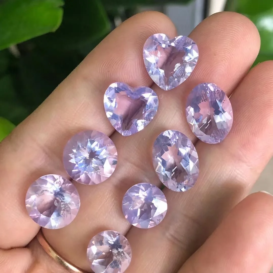 

2.40ct 9x9mm Round Faceted Lavender Quartz Stone Gemstones For Setting