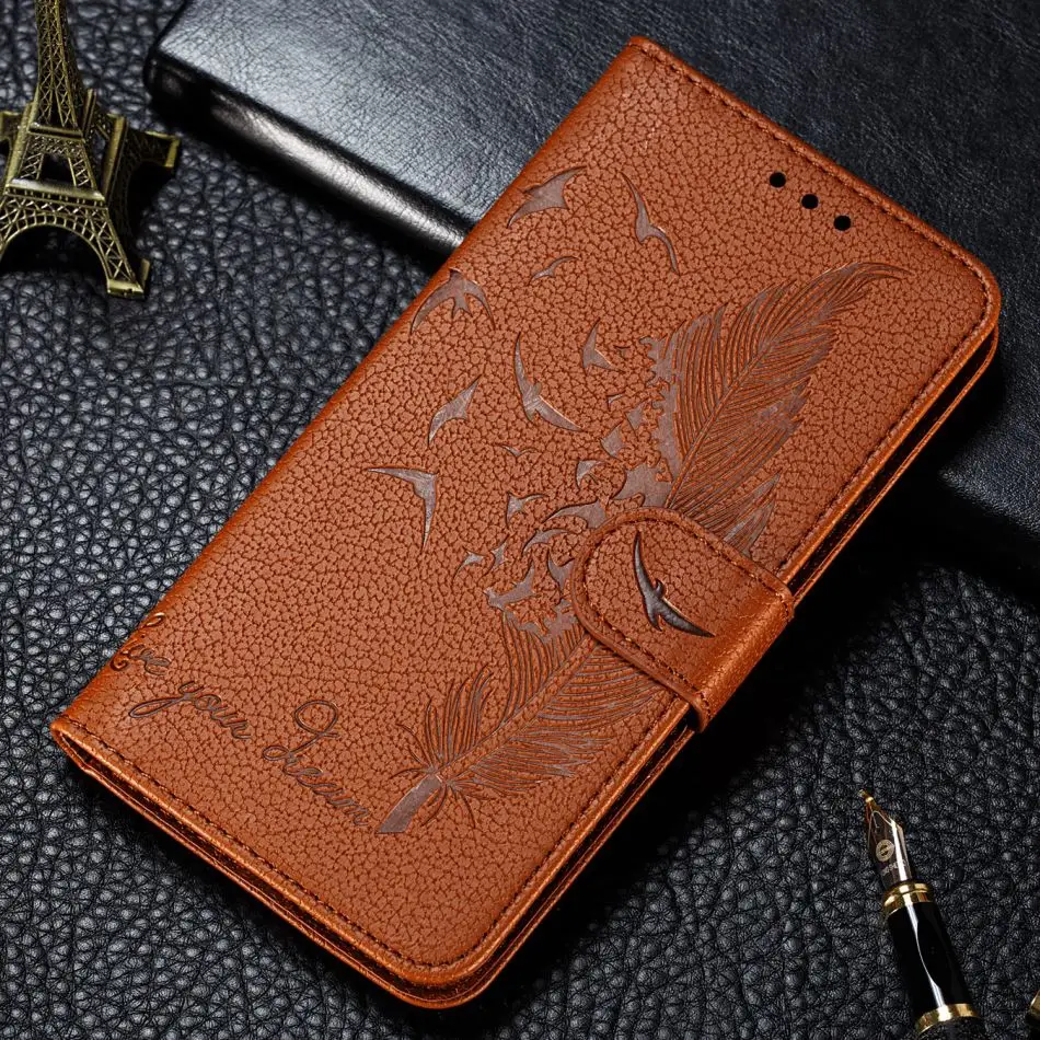 

A7 2018 Feather Pattern Case For Capa Samsung Galaxy A70 A60 A50 A40 A30 A20 A10 Book Cover A6 Plus A8 A8S A9 M10 M20 M30 O13G