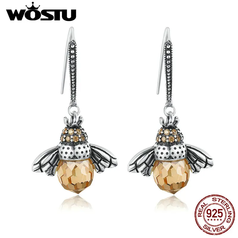 Женские серьги подвески в виде пчелы из серебра 100% пробы|earrings for|dropping earrings for womendrop