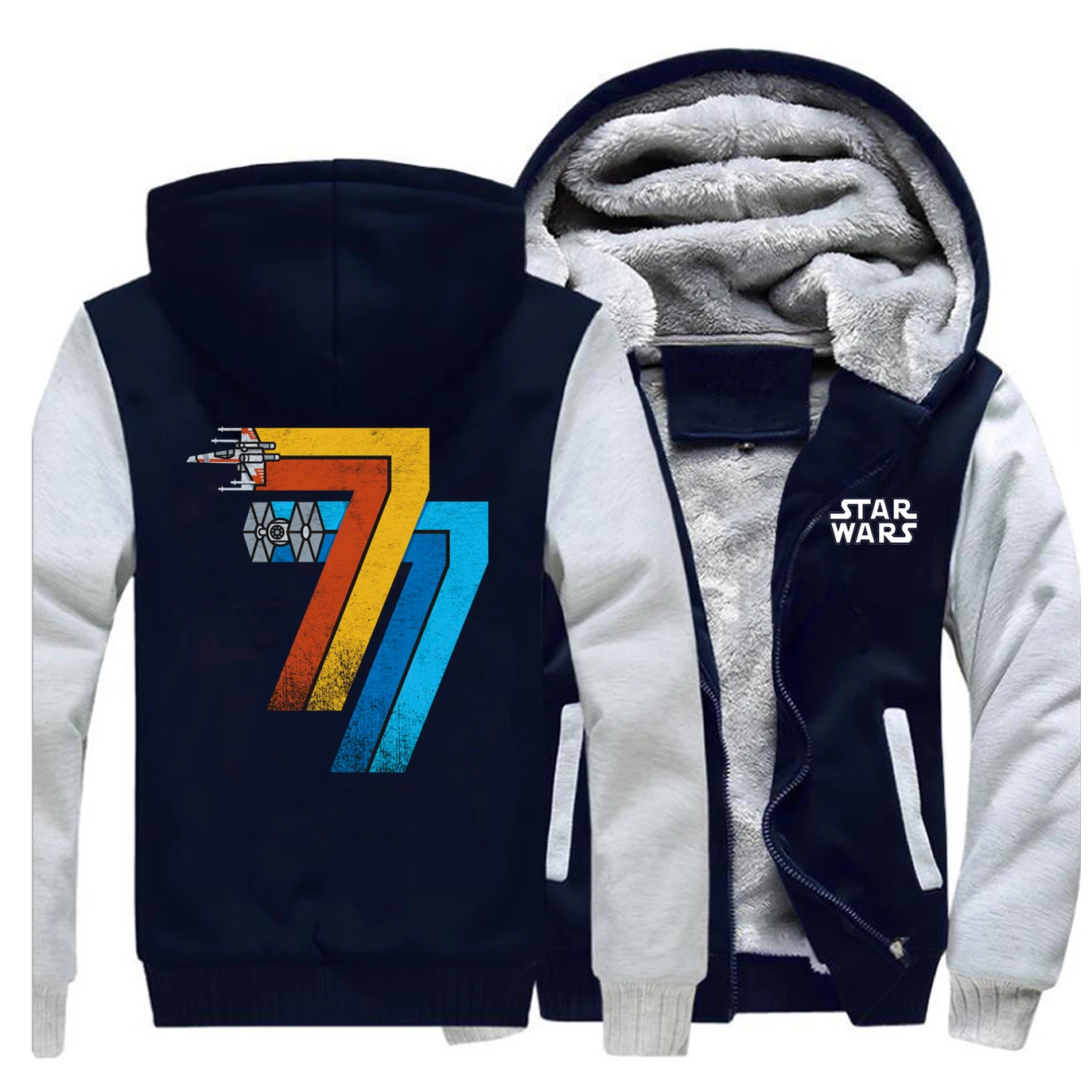 

Star Wars Men Jacket Sweatshirt Winter Coat Fleece Warm Hoodie Thicken Jackets Zipper Sportswear Hip Hop Warm Outwear Streetweat