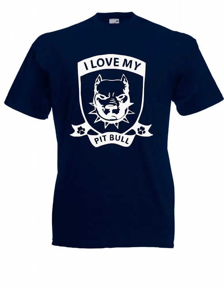 Мужская футболка 100% хлопок футболки с принтом Herren I Love My Pitbull Bis 5XL (Hunde) |