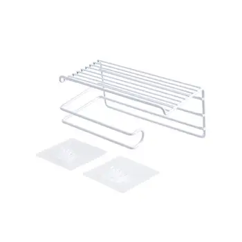 

Iron Tissue Holder Paper Towel Rack Toilet Roll Paper Holder Tissue Organizer Storage Rack for Home Bathroom (White)