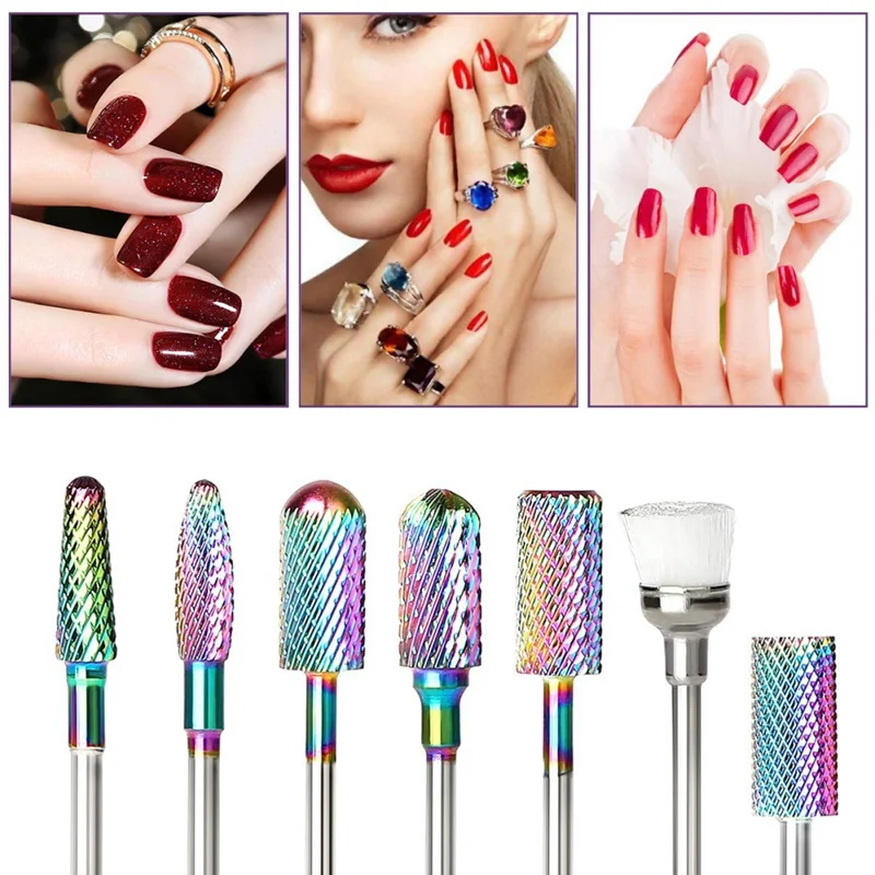 Профессиональный 7 шт гвоздь бор, фрезы, Насадки Набор шлифовальных головок Маникюр Салон Инструменты для ухода за красотой наборы