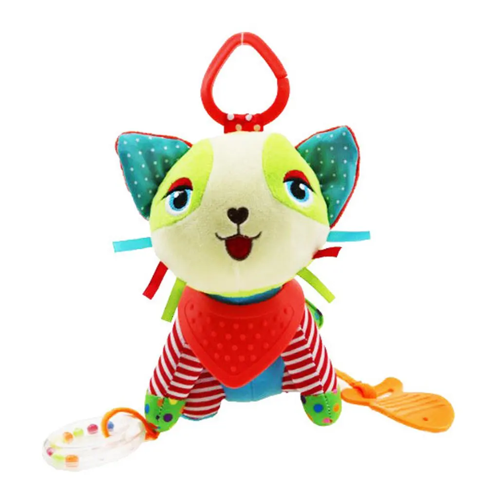 Hanging Infant Cute Baby Toys Animal Bed Rattles Toys Baby Seat Accessories Animal Baby Stroller Toys Plush Playing Doll - Цвет: Cat