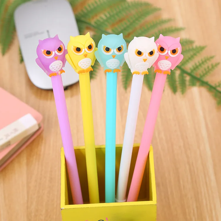 

Cute Owl Gel Pens for writing Candy Color 0.5 mm Black Ink neutral Pen School Supplies Stationery kids gift