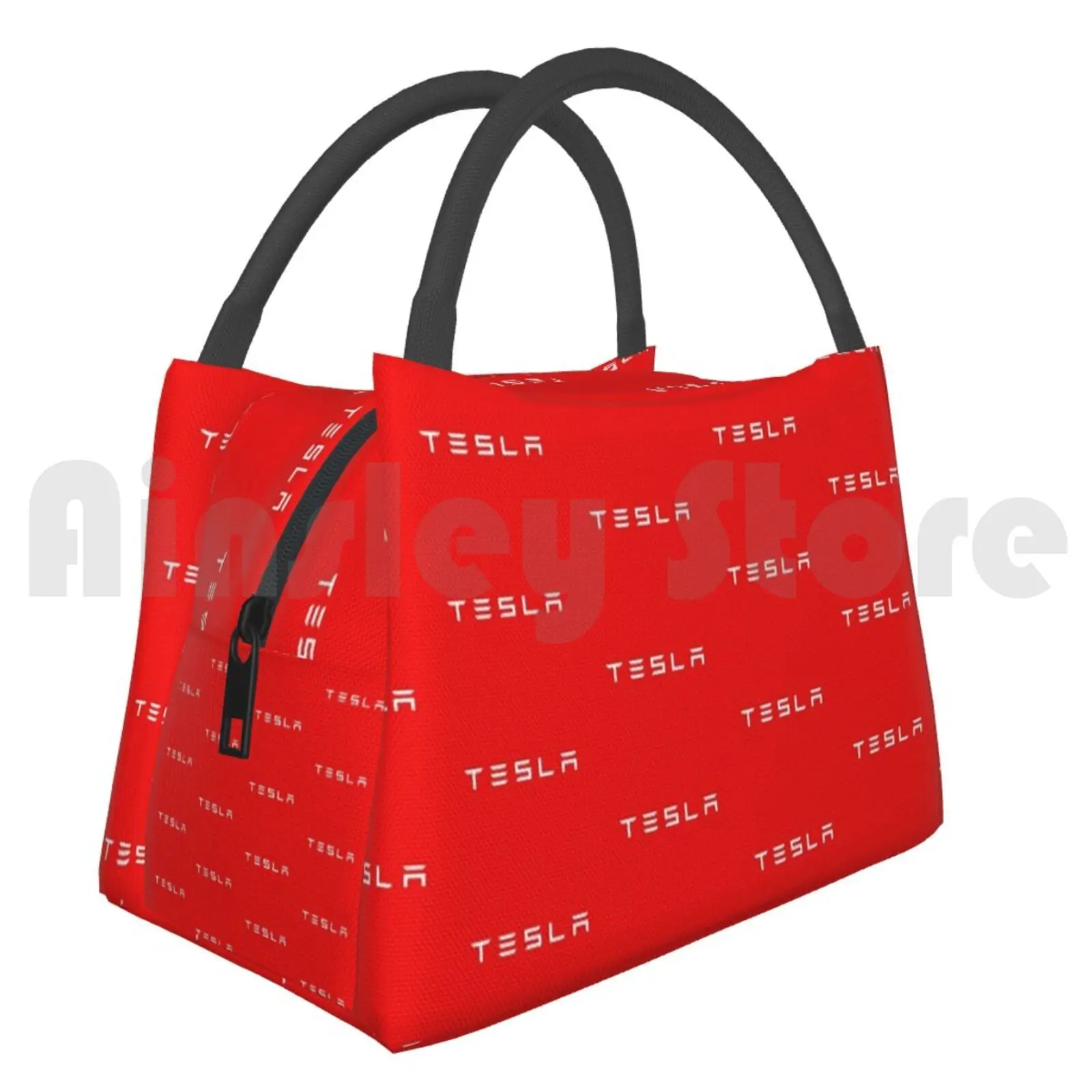 Borsa Termica Per Il Pranzo Borsa Da Picnic Simple Tesla White On Red Fan Art Logo Burningrabbit Elon Musk Cybertruck Cyber