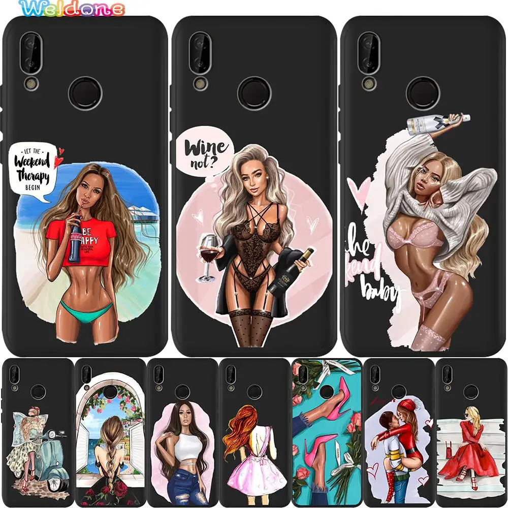 Модный сексуальный красивый черный чехол для телефона Huawei P30 P20 Lite Pro P10 P9 Mate 20 30 10