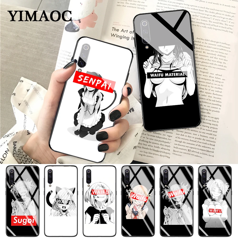YIMAOC Sugoi Senpai аниме waifu стеклянный чехол для Xiaomi Redmi 4x 6A note 5 6 7 Pro mi 8 9 Lite A1 A2 F1 |
