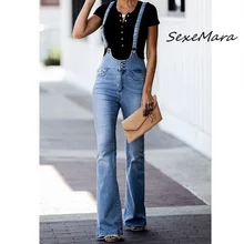 Новое поступление женские комбинезоны джинсы повседневные винтажные уличные расклешенные джинсы для дам