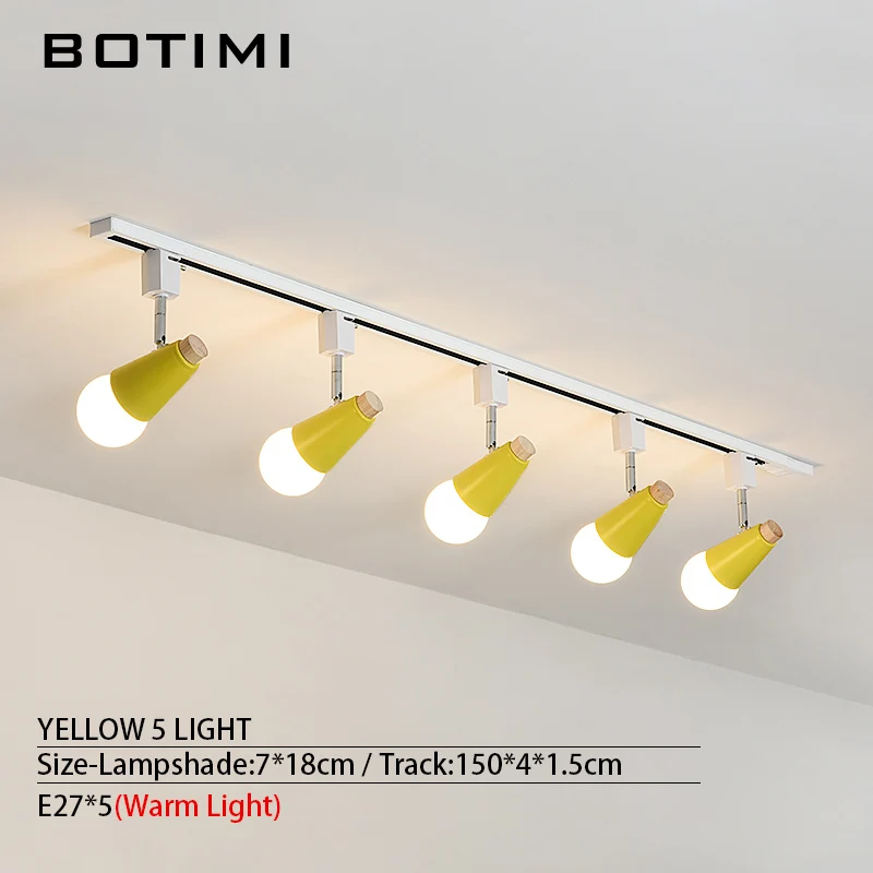 5 Light-Yellow BOTIMI светодиодный потолочный светильник в длинном треке для гостиной поверхностного монтажа Потолочный Светильник Коридор Регулируемый осветительный прибор - Цвет корпуса: 5 Light-Yellow
