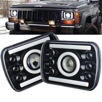 

55W 7x6" 5X7" Waterproof LED Projector Headlight Hi-Lo Beam DRL For Jeep Cherokee XJ car accessries