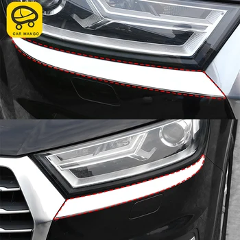 

CARMANGO for Audi Q7 4M 2016-2018 Car Styling Front Headlight Decoration Cover Trim Frame Sticker Chrome Exterior Accessories