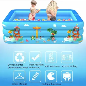 

Inflatable Pool for Kid Rectangle Cartoon Printed Swimming Pools Lounge Pool Toddler Babies Outdoor Garden Backyard