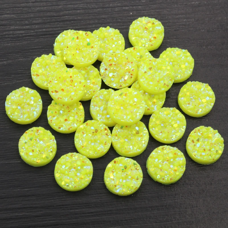 New Fashion 40pcs 8/10/12mm Mix AB Colors Druzy Natural ore Style Flat back Resin Cabochons For Bracelet Earrings accessories 