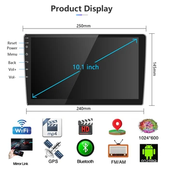 

WONVON Bluetooth WIFI 10.1" Car Multimedia Player 2 din Car Radio Player With Rear Camera Android Support Steering Wheel Control