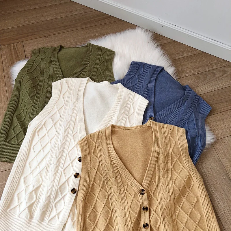 

Mooirue Summer Women Knitted Vest Jacket Slim Single Breasted Knitting Vest Loose Cardigan Korean Cardigan Feminine Coat