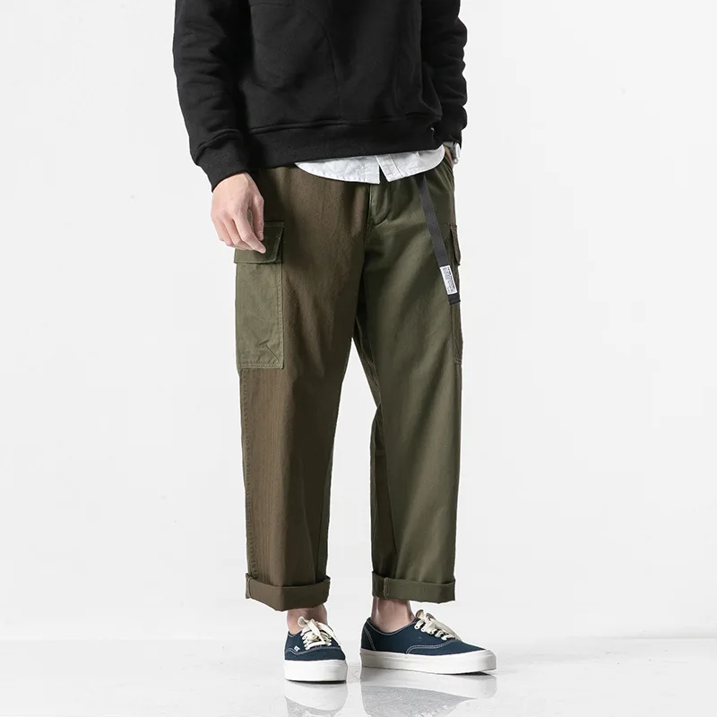 

Vertical Ze Produced 19 Years Spring New Style Japanese-style Origional Contrast Color Belt Buckle Straight-leg Pants
