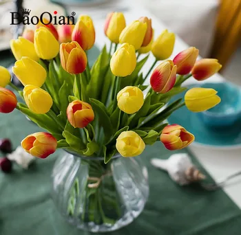 

10Pcs Tulip Artificial Flower White PU Real Touch for Home Decoration Fake Tulips Latex Flowers Bouquet Wedding Garden Decor