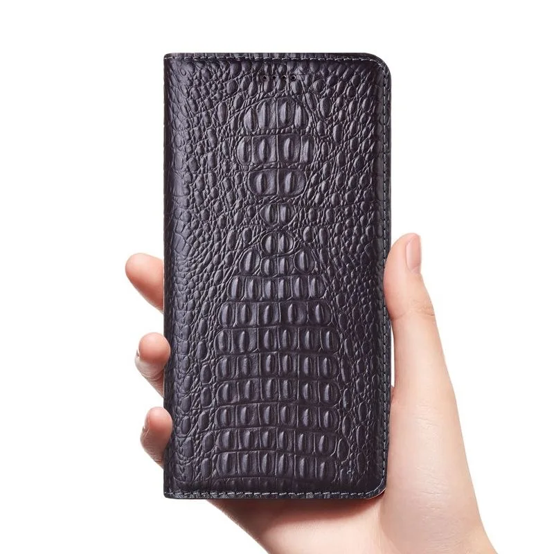 Crocodile Back Genuine Leather Case For OPPO Realme 3 5 6 Pro 3i 5i 5s 6i Magnetic Wallet Flip Cover oppo phone cases