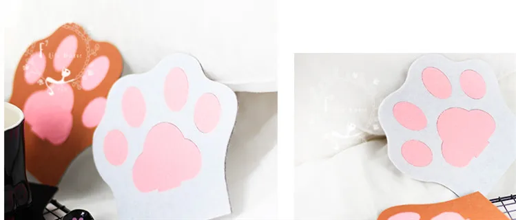 Creative Felt Coasters Cat Claw Absorbent Placemat Animal Style Soft Insulation Cup/Mug Tea Coaster Desktop Decor 5pcs