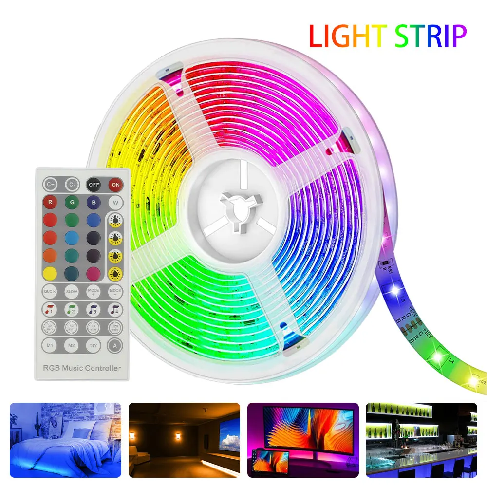 

LED Strip Light DC12V Flexible Diode Ribbon Tape RGB Light TV Desktop Screen BackLight Diode Tape Lighting + Remote Controller