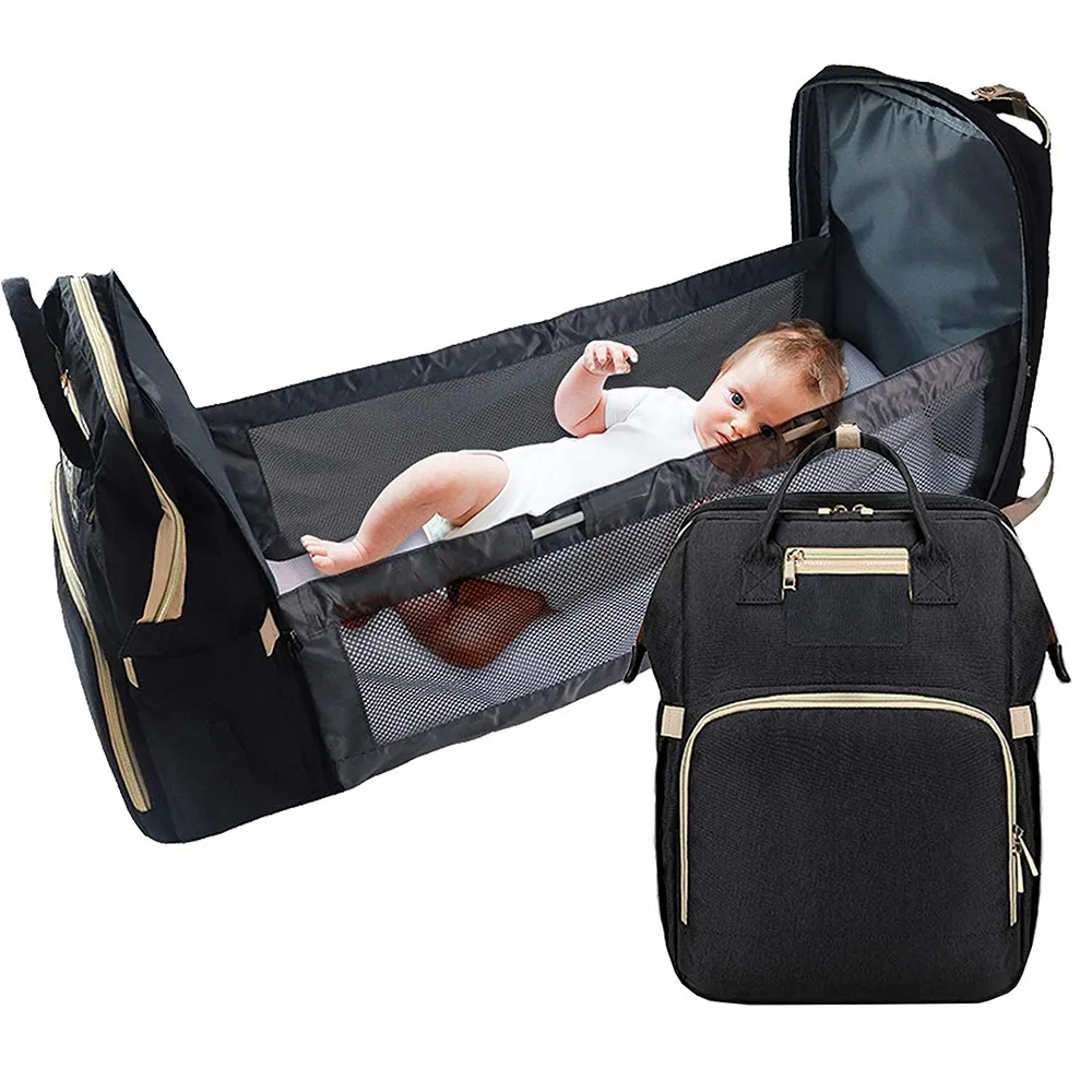 

Large Capacity Diaper Bag Mummy Nappy Backpack Travel Portable Shoulder Multifunctional Fold Bed Bags Waterproof Nursing Bag