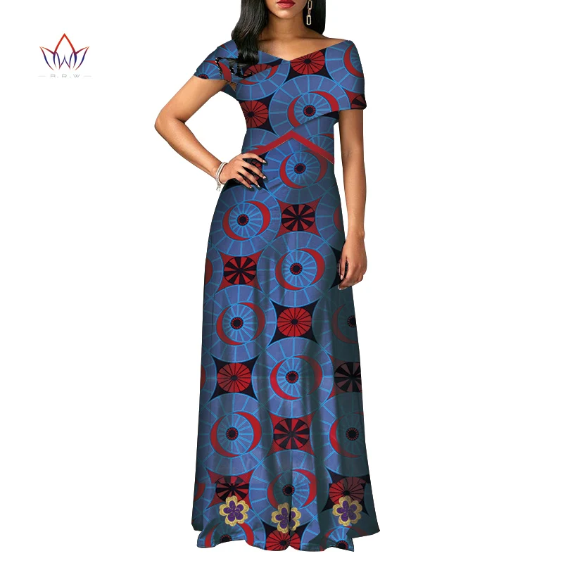 fashion African Dresses for Women Dashiki short sleeve Africa clothing Plus Size Patchwork Party Dresses for Women WY3924 - Цвет: 4