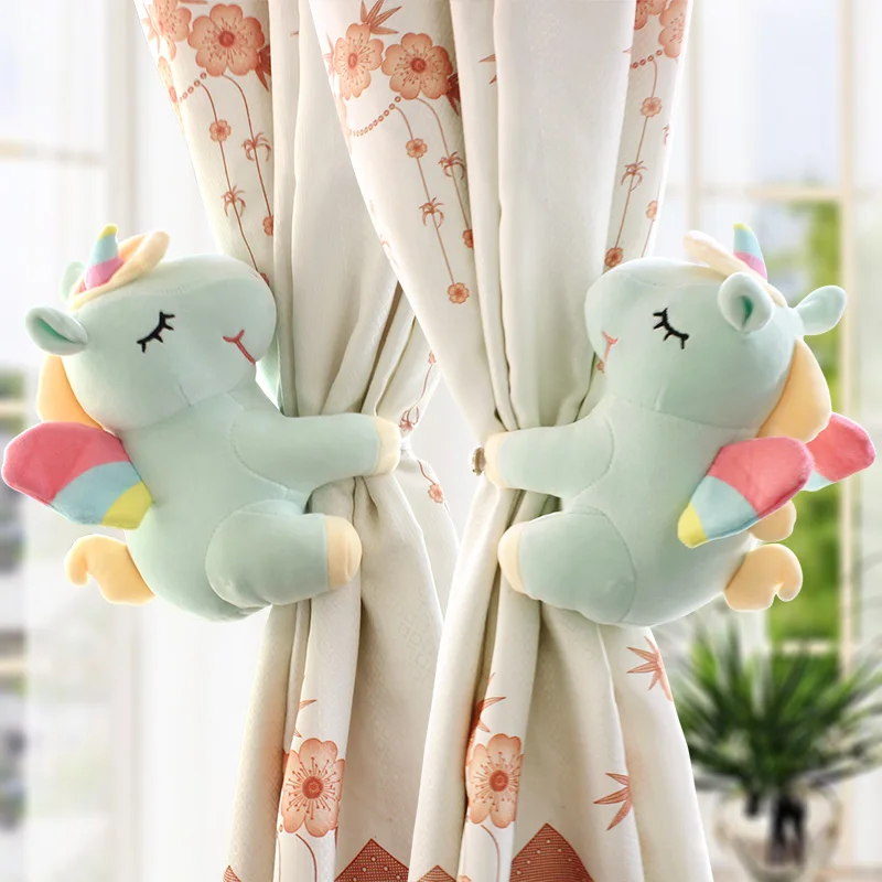 2pcs Unicorn Window Curtain Hook Straps Bedroom Buckle Hangers Belt Tieback Buckle Kids Children Bedroom Decorative Accessories