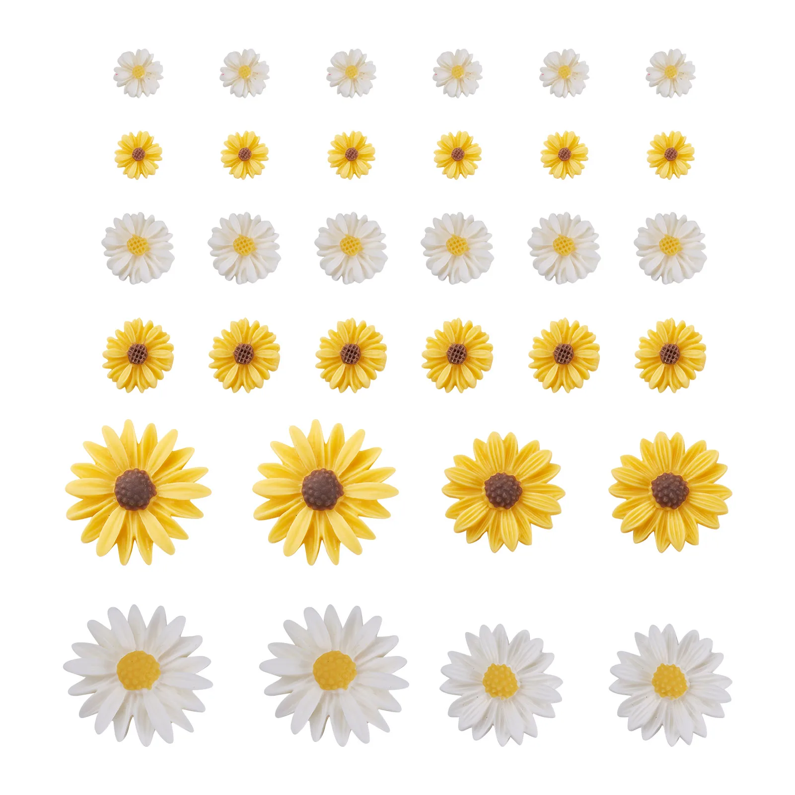 1 Box 3D Flower/Daisy Resin Flat Cabochons Hairpin Earring Stud Brooch Cabochon Settings Ornaments DIY Jewelry Handmade Findings