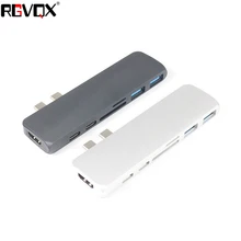 USB Type C Hub Adapter 7 in 1 Dual USB Type C Dock for MacBook Pro with 4K HDMI USB C USB3.0 SD/MicroSD Card Reader USB Type C Hub Adapter 7 in 1 Dual USB Type C Dock for MacBook Pro with 4K HDMI USB C USB3.0 SD/MicroSD Card Reader