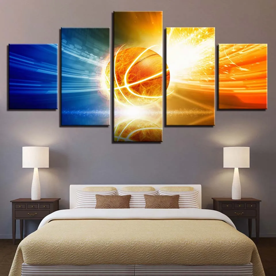 

Canvas Print Painting Wall Art Frame 5 Pieces Still Life Art Basketball Modular Poster Abstract Pictures Home Decor Living Room