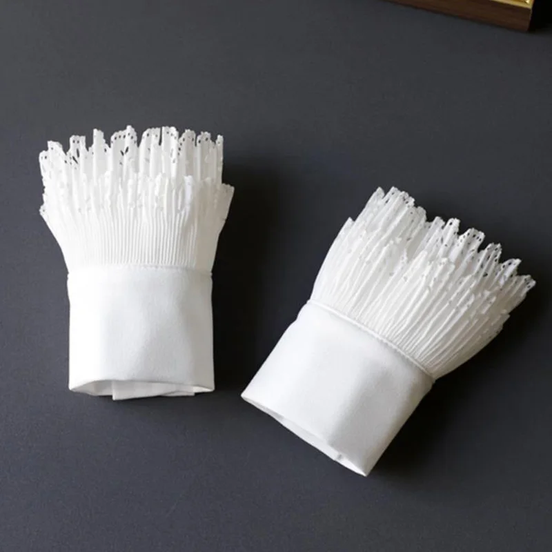 Белые манжеты с накладными рукавами съемные оборками для женщин пуговицы