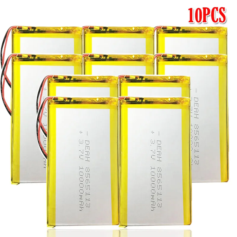 10000mAh 3,7 V 8565113 литиевая литий-полимерная аккумуляторная батарея Li-ion Li Po cells для DVD gps медицинского устройства PDA электронная книга mp3 - Цвет: 10pcs