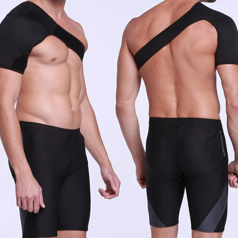 

Shoulder Support Brace Back Guard Strap Wrap Belt Band Pads Single Shoulder Breathable Sports Care Guard Protect black