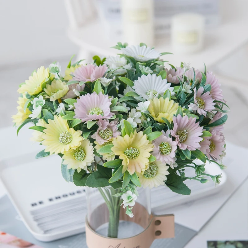 

Artificial Sun Flowers Silk Daisy Christmas Decorations Vases for Home Table Setting Wedding Decorative Flower Fake Plants Cheap