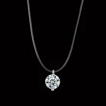 Женская прозрачная леска Ожерелье Серебряная невидимая цепь ожерелье женское колье из горного хрусталя ожерелье колье Femme