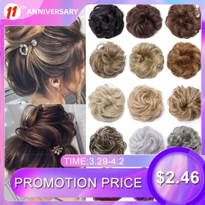 Шиньон Snoilite, 56 цветов, эластичная лента, шиньон, наращивание волос, синтетические резинки, пучок, пучок волос, Updo, Пончик, искусственные волосы, шиньон для женщин - изображение