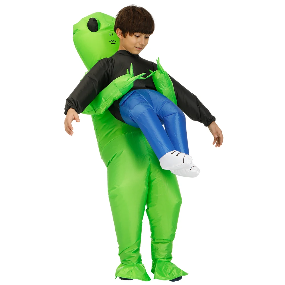 Green Alien Inflatable Costume for Kids - Funny Halloween Party Dress for Boys and Girls - Blow Up Fancy Dress with Inflation Garment image 3