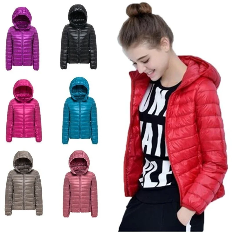 

2019 New 27 colors Spring Parka Jacket Coat Warm Ultra Light Duck Down Padded Jacke Female Overcoat Slim Solid Coat Womens Parka