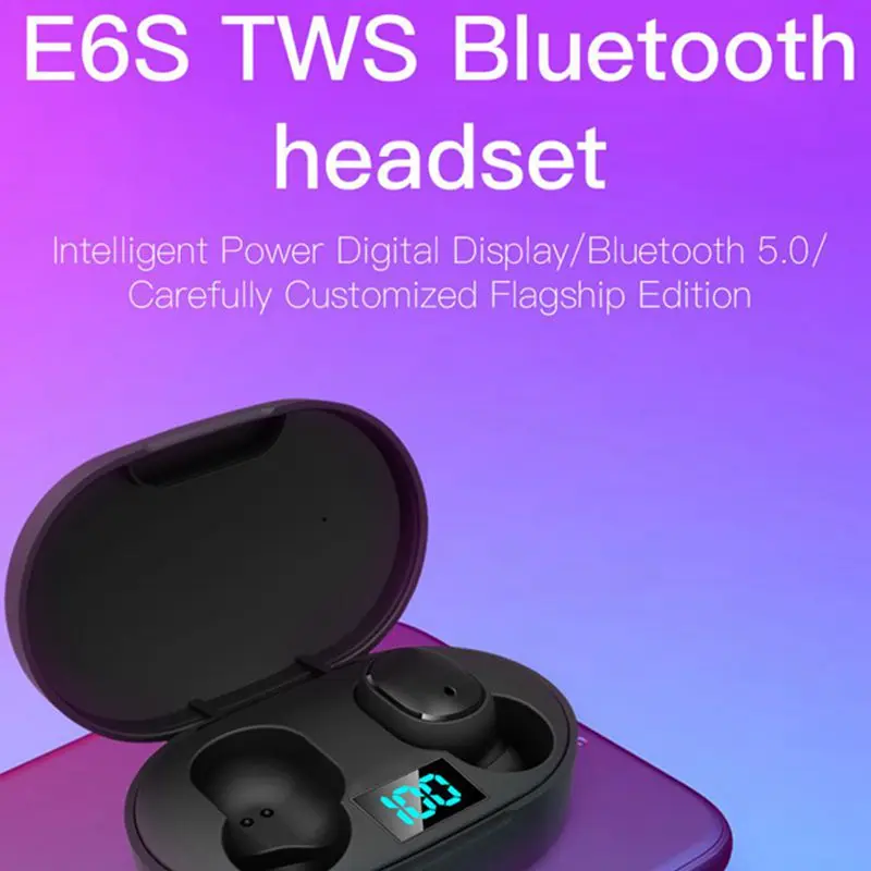 E6S TWS bluetooth 5,0 гарнитура светодиодный дисплей наушники беспроводная игра "0" задержка гарнитура с зарядным устройством для Xiaomi huawei