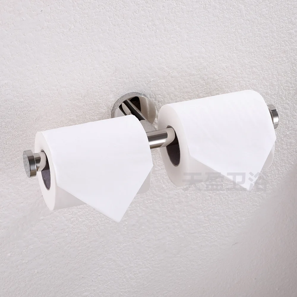 

304 Stainless Steel Paper Towel Holder Mirror Light Double Headed Roll Stand zhi jin zuo Bathroom Kitchen Pendant Cross Border E