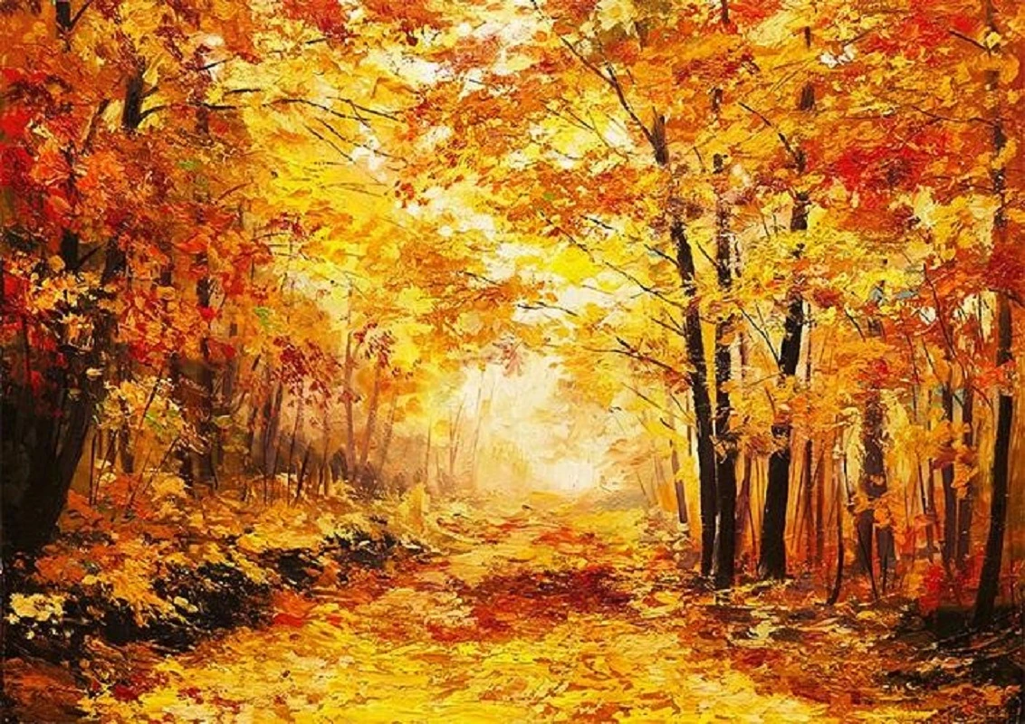 Autumn Forest Backdrop Oil Painting Maple Leaf Pictures Party Photo Vinyl Background Photography Creative Props Background Aliexpress