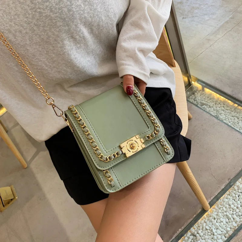

Summer texture mobile phone bag 2019 new Korean version of Joker slung chain small square bag