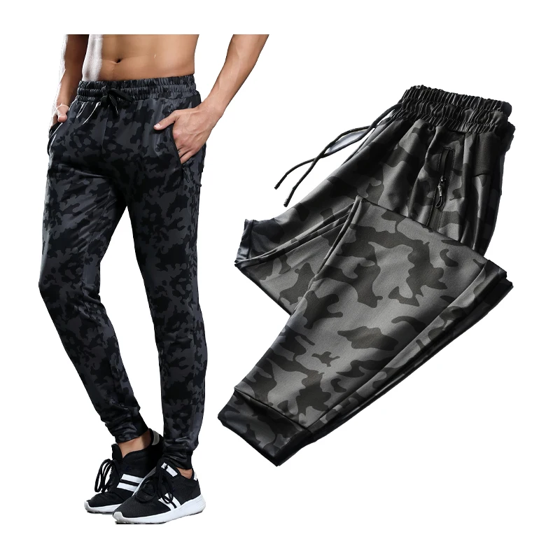 Sport Pants Men Camouflage Prints Training Running Zipper Pockets Fitness Sweatpants Slim Fit Male Gym Trousers