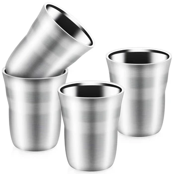 

Stainless Steel Accompanying Cup Set of 4,8 Ounce Double Stainless Steel Cup,Vacuum Insulated Drinking Cup for Children and Adul
